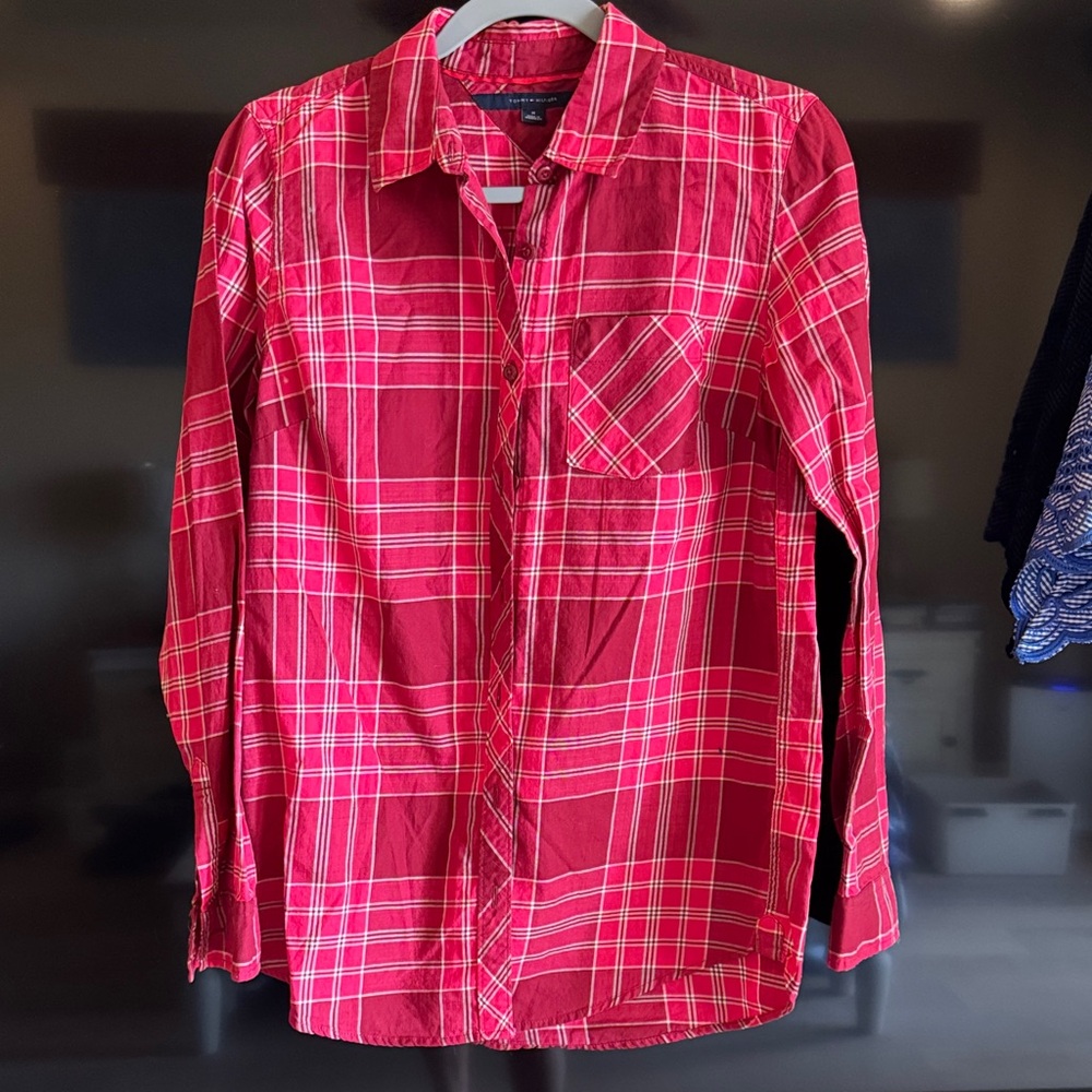 Tommy Hilfiger Red Plaid Button-Down Shirt